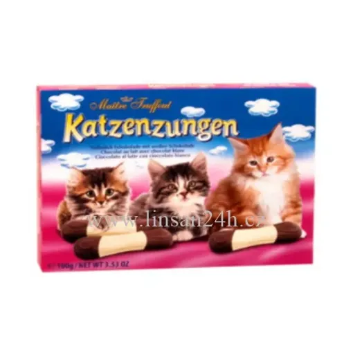 Katzenzungen 100g Mléčná s bílou čokoládou (červený)