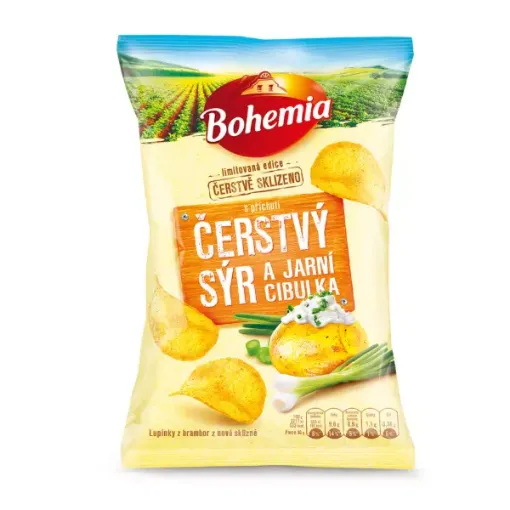 Bohemia Chips 120g Čerstvý sýr a Jarní cibulka