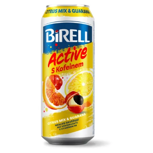 Birel Plech Active Méně cukru 0,5L Citrus Mix a Guarana s Ko